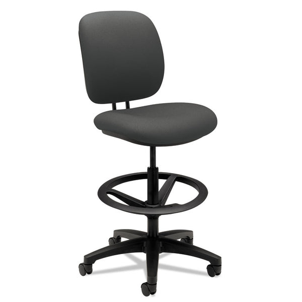 HON® ComforTask Task Stool, Adjustable Footring, Supports Up to 300 lb, 22" to 32" Seat Height, Iron Ore Seat/Back, Black Base (HON5905CU19T)