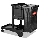 Rubbermaid® Commercial Executive Janitorial Cleaning Cart, Plastic, 4 Shelves, 1 Bin, 12.1" x 22.4" x 23", Black (RCP1861430) Each