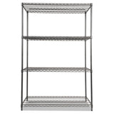 Alera® Wire Shelving Starter Kit, Four-Shelf, 48w x 24d x 72h, Black Anthracite (ALESW504824BA)