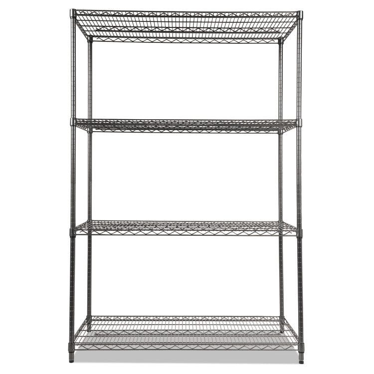 Alera® Wire Shelving Starter Kit, Four-Shelf, 48w x 24d x 72h, Black Anthracite (ALESW504824BA)