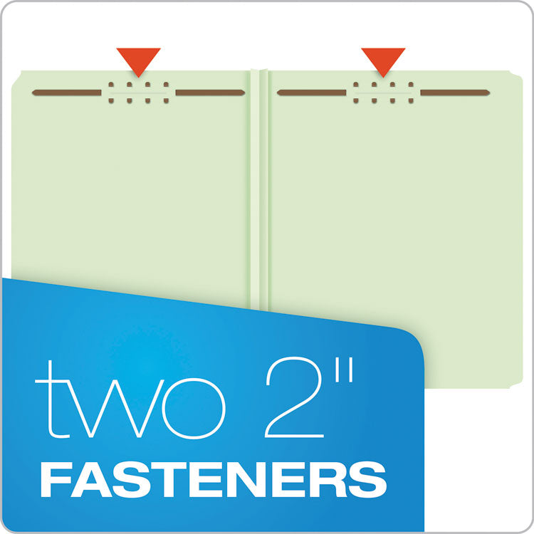 Pendaflex® Heavy-Duty Pressboard Folders with Embossed Fasteners, Straight Tabs, 2" Expansion, 2 Fasteners, Letter Size, Green, 25/Box (PFX17180) Each