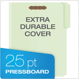 Pendaflex® Heavy-Duty Pressboard Folders with Embossed Fasteners, 1/3-Cut Tabs, 3" Expansion, 2 Fasteners, Letter Size, Green, 25/Box (PFX17182) Each