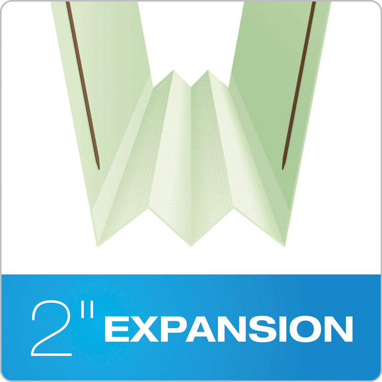Pendaflex® Heavy-Duty Pressboard Folders with Embossed Fasteners, 1/3-Cut Tabs, 2" Expansion, 2 Fasteners, Legal Size, Green, 25/Box (PFX17186) Each
