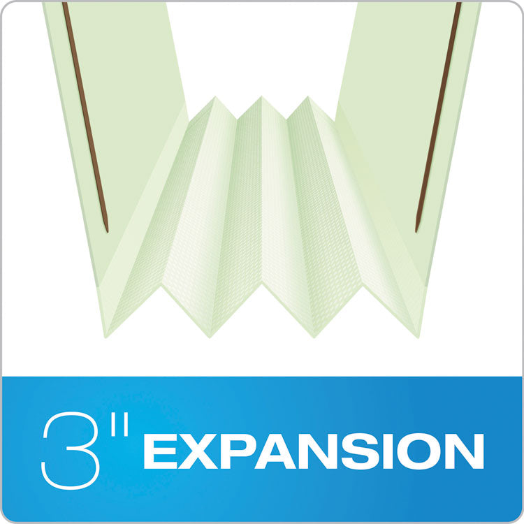 Pendaflex® Heavy-Duty Pressboard Folders with Embossed Fasteners, 1/3-Cut Tabs, 3" Expansion, 2 Fasteners, Legal Size, Green, 25/Box (PFX17187) Each