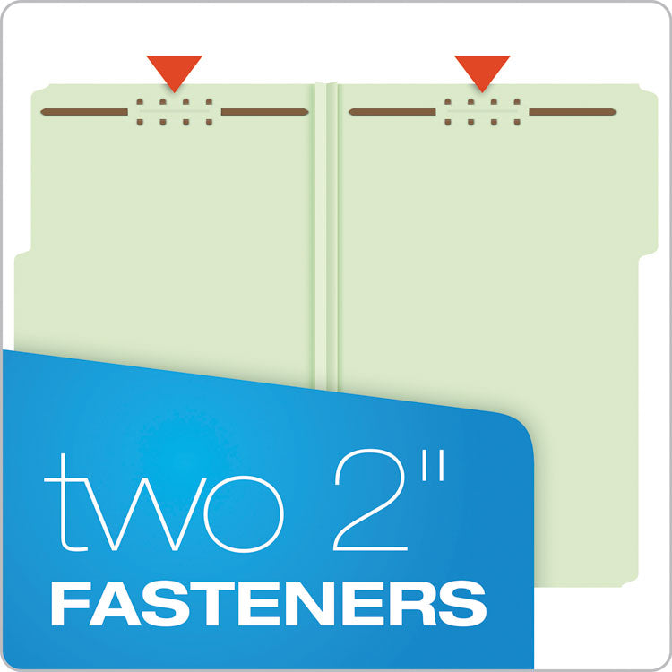 Pendaflex® Heavy-Duty Pressboard Folders with Embossed Fasteners, 1/3-Cut Tabs, 3" Expansion, 2 Fasteners, Legal Size, Green, 25/Box (PFX17187) Each