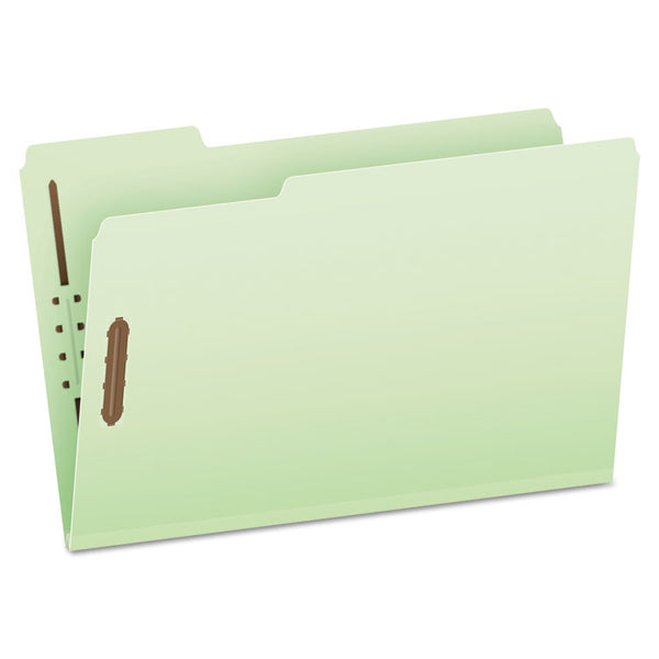 Pendaflex® Heavy-Duty Pressboard Folders with Embossed Fasteners, 1/3-Cut Tabs, 2" Expansion, 2 Fasteners, Legal Size, Green, 25/Box (PFX17186) Each