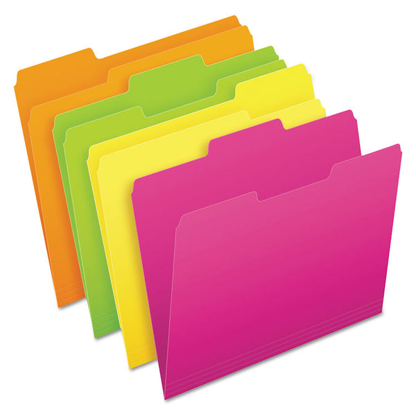 Pendaflex® Glow File Folders, 1/3-Cut Tabs: Assorted, Letter Size, 0.75" Expansion, Assorted Colors, 24/Pack (PFX40523) Pack of 24