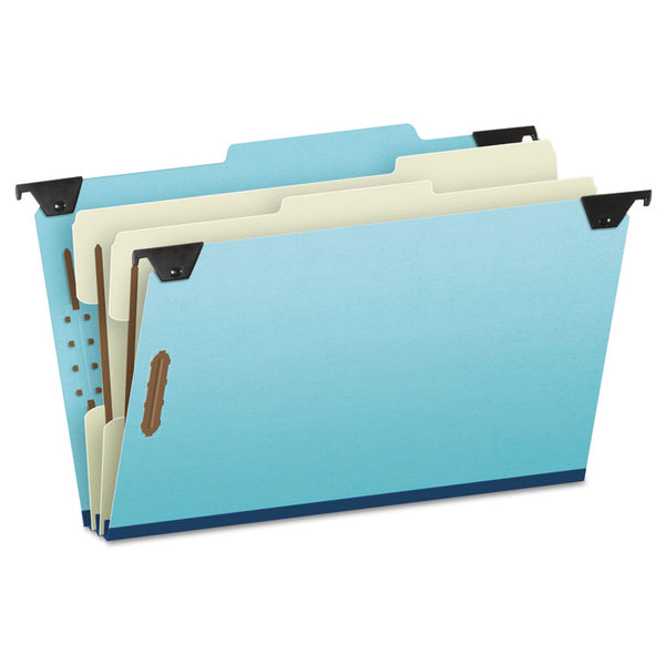 Pendaflex® Hanging Classification Folders with Dividers, Legal Size, 2 Dividers, 2/5-Cut Exterior Tabs, Blue (PFX59352) Each