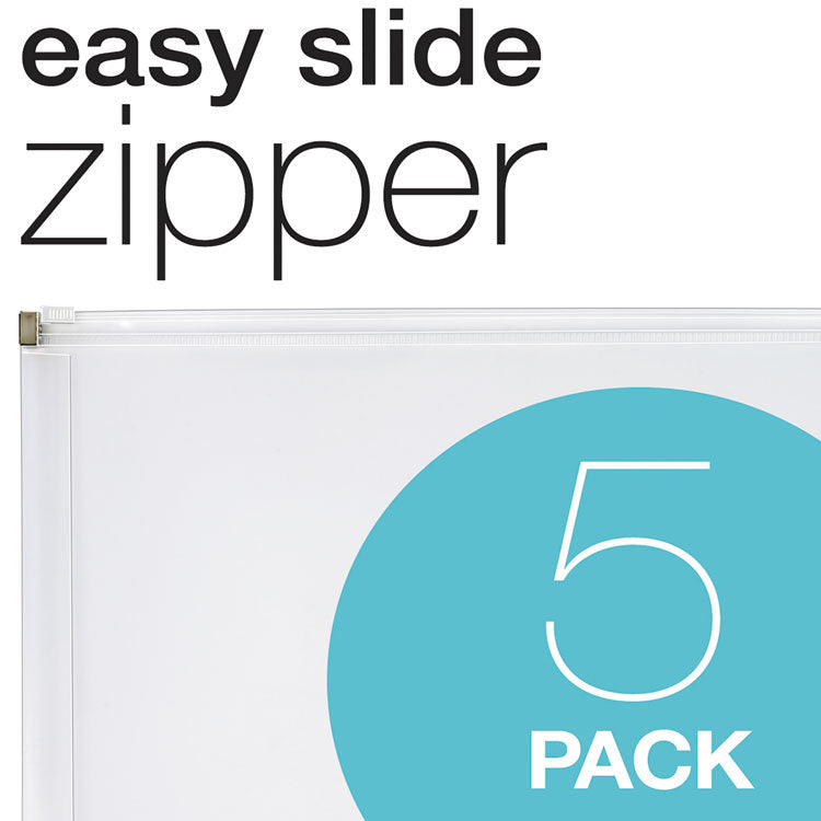 Pendaflex® Poly Zip Envelope, Zipper Closure, 10 x 13, Clear, 5/Pack (PFX84190) Pack of 5