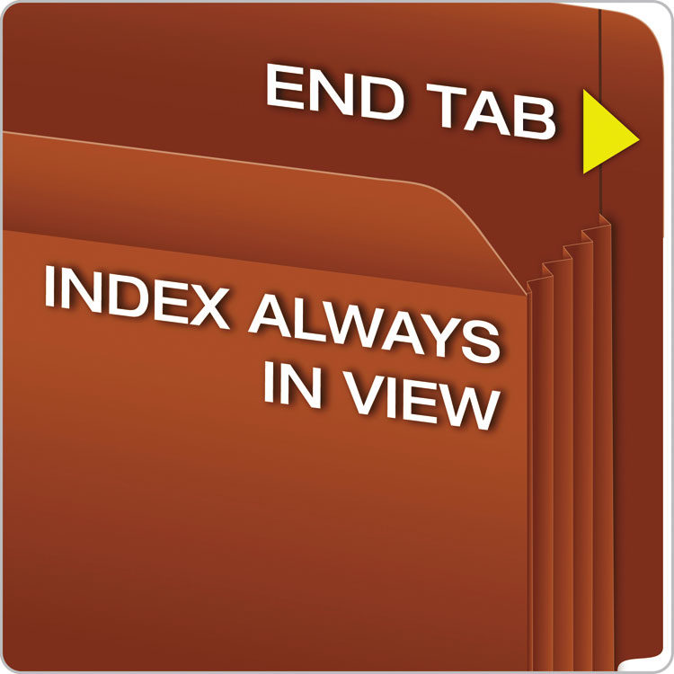 Pendaflex® Heavy-Duty End Tab File Pockets, 3.5" Expansion, Legal Size, Red Fiber, 10/Box (PFX95545)