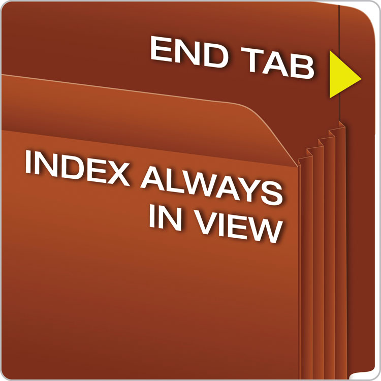 Pendaflex® Heavy-Duty End Tab File Pockets, 3.5" Expansion, Letter Size, Red Fiber, 10/Box (PFX95343) Pack of 10