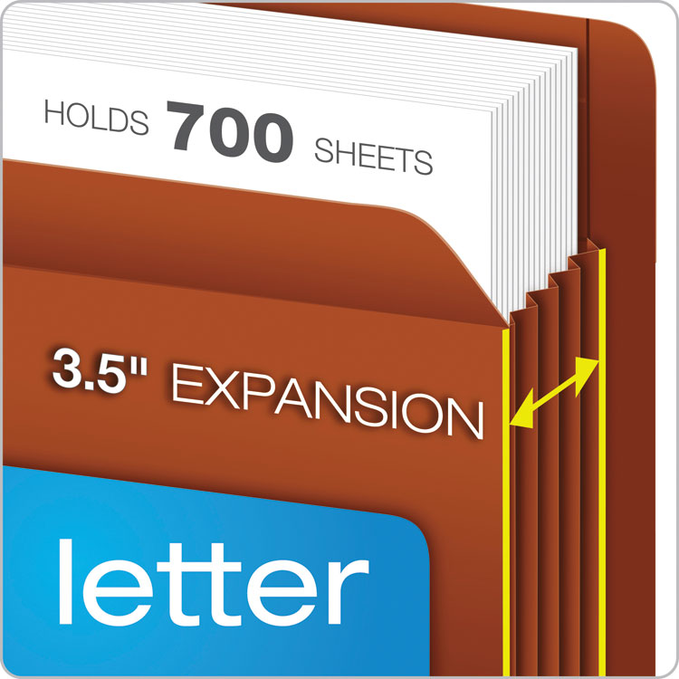 Pendaflex® Heavy-Duty End Tab File Pockets, 3.5" Expansion, Letter Size, Red Fiber, 10/Box (PFX95343) Pack of 10