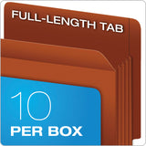 Pendaflex® Heavy-Duty End Tab File Pockets, 3.5" Expansion, Letter Size, Red Fiber, 10/Box (PFX95343) Pack of 10