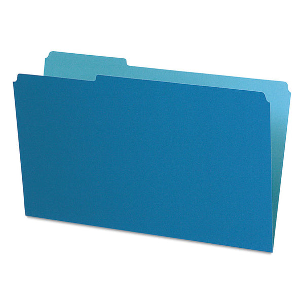 Pendaflex® Interior File Folders, 1/3-Cut Tabs: Assorted, Legal Size, Blue, 100/Box (PFX435013BLU) Box of 100