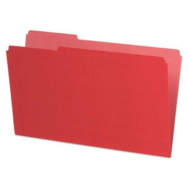 Pendaflex® Interior File Folders, 1/3-Cut Tabs: Assorted, Legal Size, Red, 100/Box (PFX435013RED) Box of 100