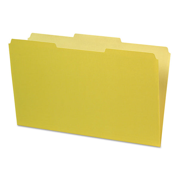 Pendaflex® Interior File Folders, 1/3-Cut Tabs: Assorted, Legal Size, Yellow, 100/Box (PFX435013YEL) Box of 100