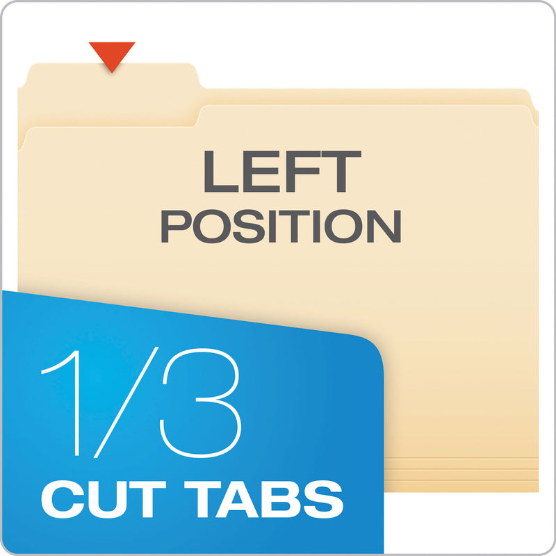 Pendaflex Manila File Folders, 1/3-Cut Tabs, Left Position, Left Position, Letter Size, 100/Box (ESS752131) Box of 100