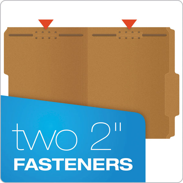 Pendaflex® Kraft Fastener Folders, 2/5-Cut Tabs, 2 Fasteners, Letter Size, Kraft Exterior, 50/Box (PFXFK213) Each