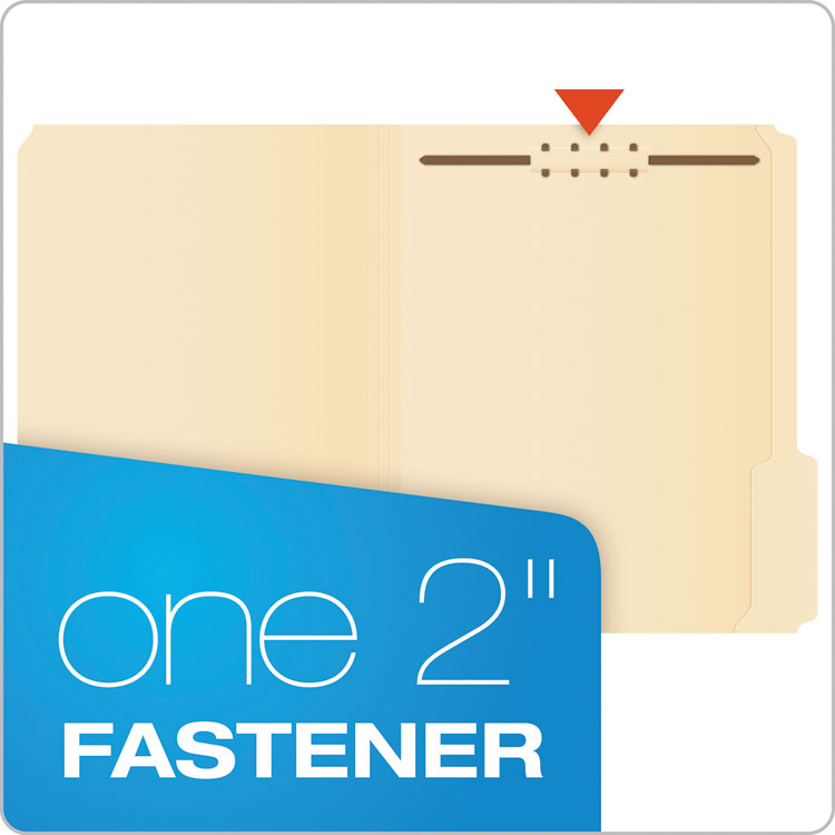 Pendaflex® Manila Fastener Folders, 1/3-Cut Tabs, 1 Fastener, Letter Size, Manila Exterior, 50/Box (PFXFM210) Each