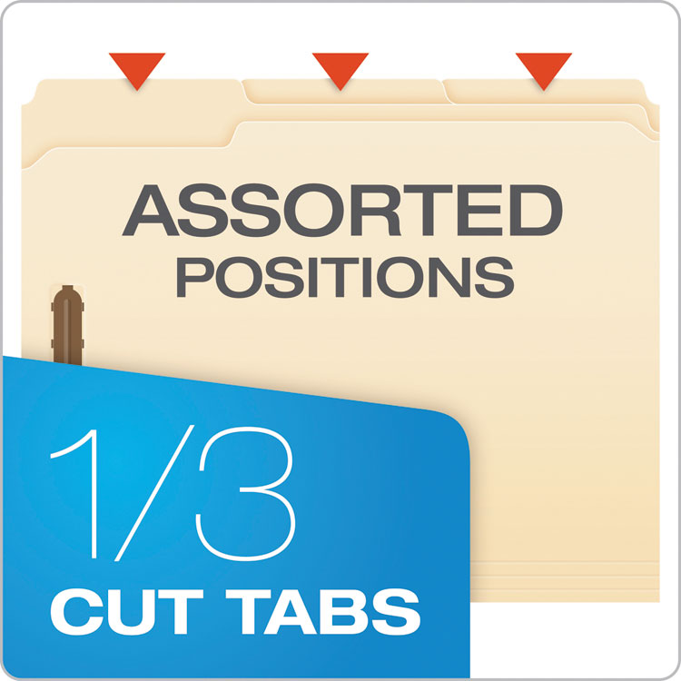 Pendaflex® Manila Fastener Folders, 1/3-Cut Tabs, 2 Fasteners, Letter Size, Manila Exterior, 50/Box (PFXFM213) Each