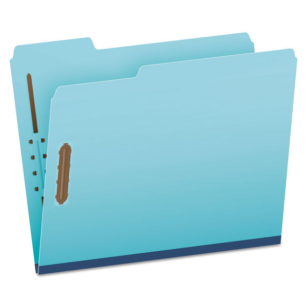 Pendaflex® Heavy-Duty Pressboard Folders with Embossed Fasteners, 1/3-Cut Tabs, 1" Expansion, 2 Fasteners, Letter Size, Blue, 25/Box (PFXFP213) Each