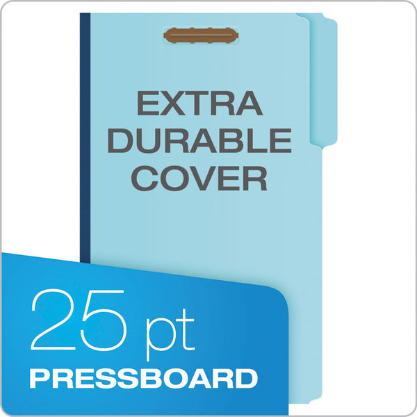 Pendaflex® Heavy-Duty Pressboard Folders with Embossed Fasteners, 1/3-Cut Tabs, 1" Expansion, 2 Fasteners, Legal Size, Blue, 25/Box (PFXFP313) Each