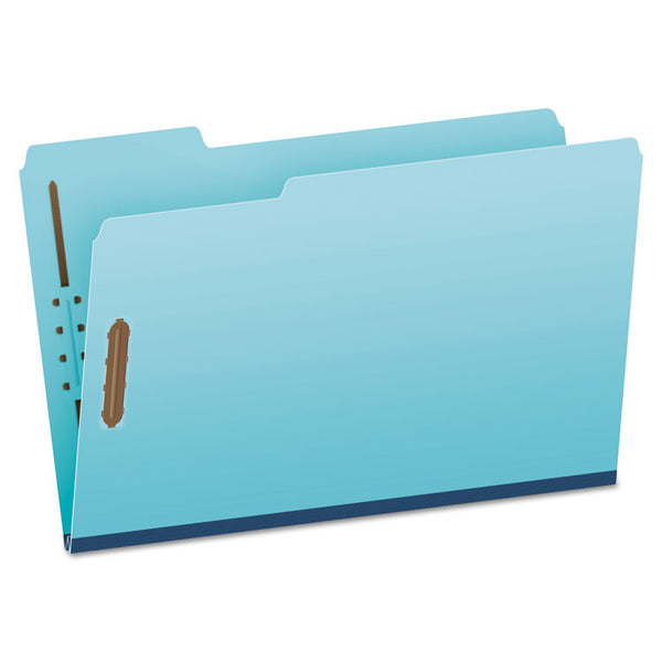 Pendaflex® Heavy-Duty Pressboard Folders with Embossed Fasteners, 1/3-Cut Tabs, 1" Expansion, 2 Fasteners, Legal Size, Blue, 25/Box (PFXFP313) Each