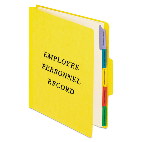 Pendaflex® Vertical-Style Personnel Folders, 2" Expansion, 5 Dividers, 2 Fasteners, Letter Size, Yellow Exterior (PFXSER1YEL)