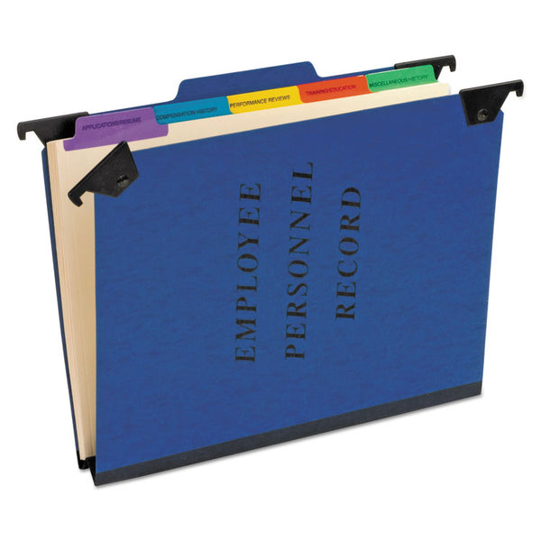 Pendaflex® Hanging-Style Personnel Folders, 5 Dividers with 1/5-Cut Tabs, Letter Size, 1/3-Cut Exterior Tabs, Blue (PFXSER2BL) Each