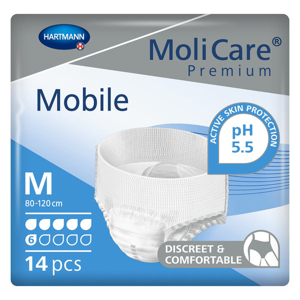 MoliCare® Premium Mobile 6D Unisex Adult Absorbent Underwear Pull On with Tear Away Seams Medium Disposable Moderate Absorbency (1113235_CS) 42/CS