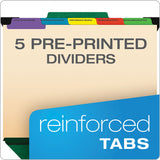 Pendaflex® Hanging-Style Personnel Folders, 5 Dividers with 1/5-Cut Tabs, Letter Size, 1/3-Cut Exterior Tabs, Green (PFXSER2GR) Each