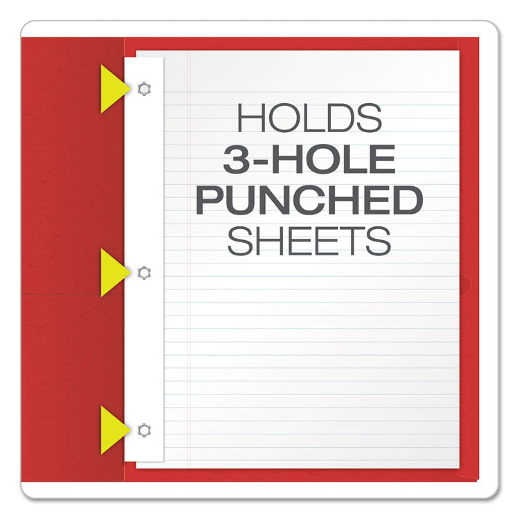 Oxford™ Twin-Pocket Folders with 3 Fasteners, 0.5" Capacity, 11 x 8.5, Red, 25/Box (OXF57711)