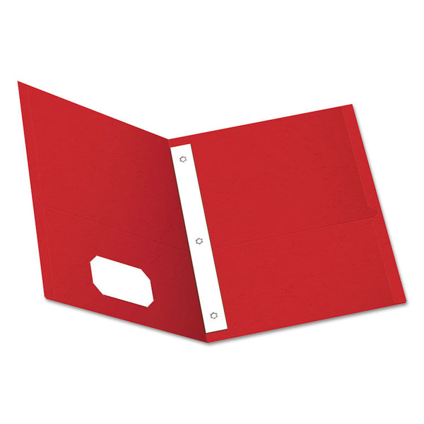 Oxford™ Twin-Pocket Folders with 3 Fasteners, 0.5" Capacity, 11 x 8.5, Red, 25/Box (OXF57711)