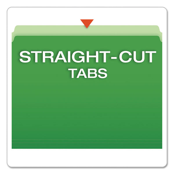 Pendaflex® Colored File Folders, Straight Tabs, Letter Size, Green/Light Green, 100/Box (PFX152BGR)