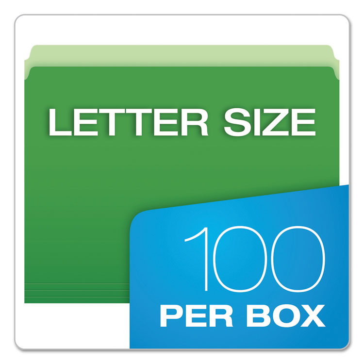 Pendaflex® Colored File Folders, Straight Tabs, Letter Size, Green/Light Green, 100/Box (PFX152BGR)