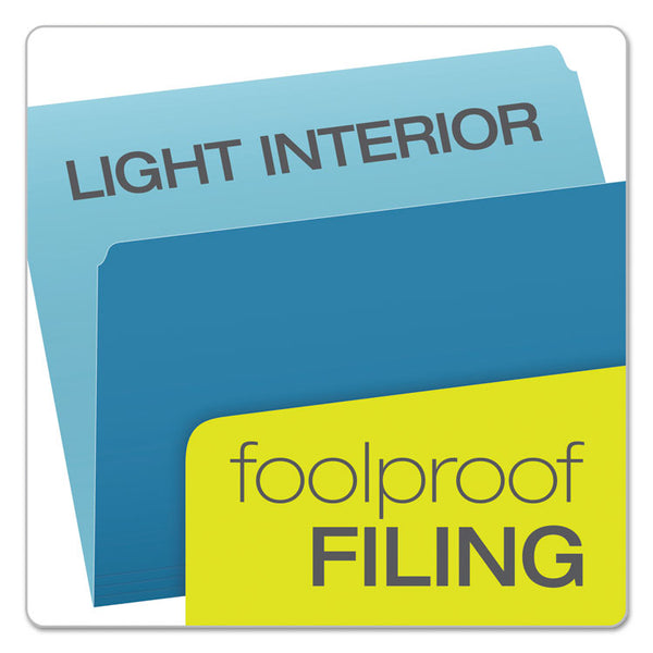 Pendaflex® Colored File Folders, Straight Tabs, Letter Size, Blue/Light Blue, 100/Box (PFX152BLU)