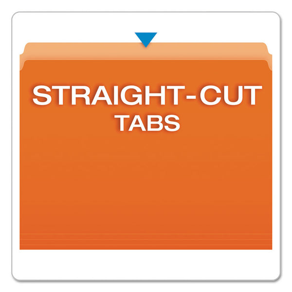Pendaflex® Colored File Folders, Straight Tabs, Letter Size, Orange/Light Orange, 100/Box (PFX152ORA)