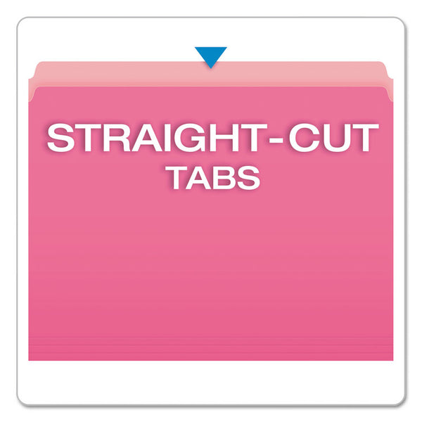 Pendaflex® Colored File Folders, Straight Tabs, Letter Size, Pink/Light Pink, 100/Box (PFX152PIN)