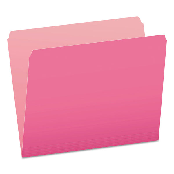 Pendaflex® Colored File Folders, Straight Tabs, Letter Size, Pink/Light Pink, 100/Box (PFX152PIN)