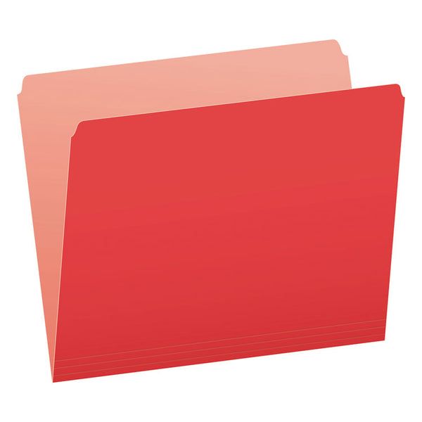 Pendaflex® Colored File Folders, Straight Tabs, Letter Size, Red/Light Red, 100/Box (PFX152RED)