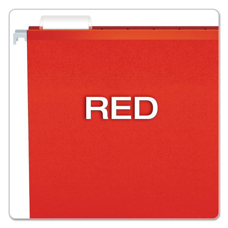 Pendaflex® Extra Capacity Reinforced Hanging File Folders with Box Bottom, 2" Capacity, Legal Size, 1/5-Cut Tabs, Red, 25/Box (PFX4153X2RED) Box of 25