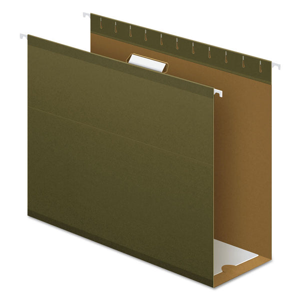 Pendaflex® Extra Capacity Reinforced Hanging File Folders with Box Bottom, 4" Capacity, Letter Size, 1/5-Cut Tabs, Green, 25/Box (PFX4152X4) Box of 25