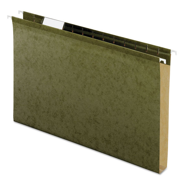 Pendaflex® Extra Capacity Reinforced Hanging File Folders with Box Bottom, 1" Capacity, Legal Size, 1/5-Cut Tabs, Green, 25/Box (PFX4153X1) Box of 25