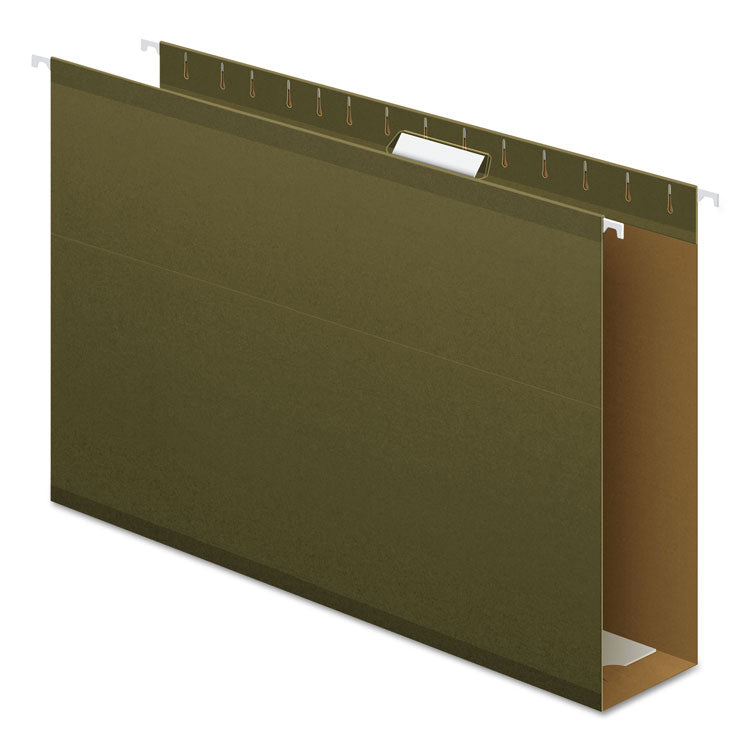 Pendaflex® Extra Capacity Reinforced Hanging File Folders with Box Bottom, 3" Capacity, Legal Size, 1/5-Cut Tabs, Green, 25/Box (PFX4153X3) Box of 25