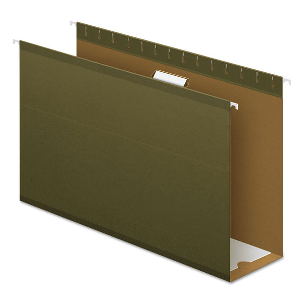 Pendaflex® Extra Capacity Reinforced Hanging File Folders with Box Bottom, 4" Capacity, Legal Size, 1/5-Cut Tabs, Green, 25/Box (PFX4153X4)