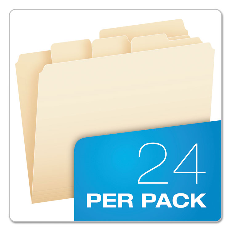 Pendaflex® Divide It Up File Folder, 1/2-Cut Tabs: Assorted, Letter Size, 0.75" Expansion, Manila, 24/Pack (PFX10770)