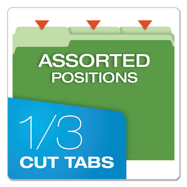 Pendaflex® Colored File Folders, 1/3-Cut Tabs: Assorted, Letter Size, Green/Light Green, 100/Box (PFX15213BGR)