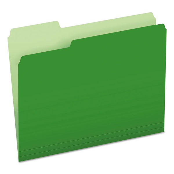 Pendaflex® Colored File Folders, 1/3-Cut Tabs: Assorted, Letter Size, Green/Light Green, 100/Box (PFX15213BGR)