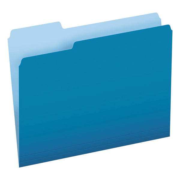 Pendaflex® Colored File Folders, 1/3-Cut Tabs: Assorted, Letter Size, Blue/Light Blue, 100/Box (PFX15213BLU)