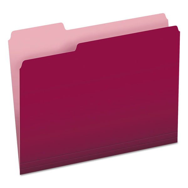 Pendaflex® Colored File Folders, 1/3-Cut Tabs: Assorted, Letter Size, Burgundy/Light Burgundy, 100/Box (PFX15213BUR)